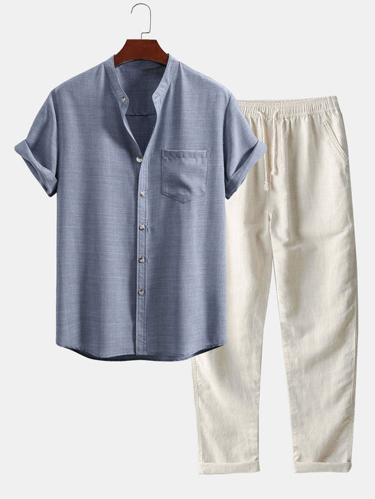 Herr Set | Elegant | Kort Ärm Med Knappar | Sommar