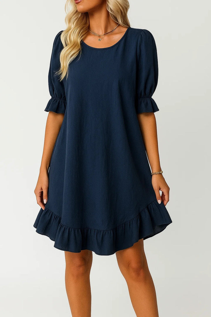 Dames Klänning | Elegant | Volangdetalj | Sommar
