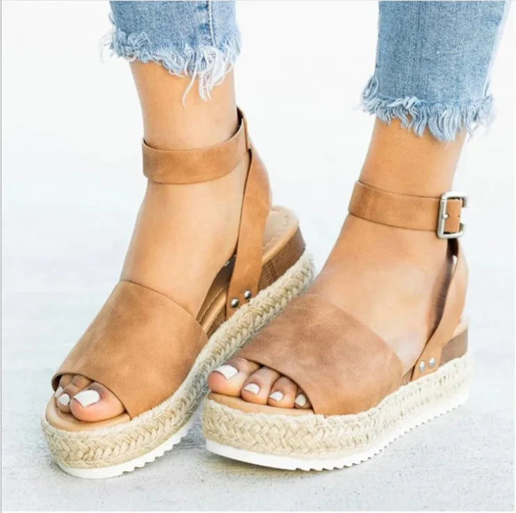 Flipflops med plattform för kvinnor | Hemp Rope Sleeve Heel | Trendy & bekväm | Sommardesign