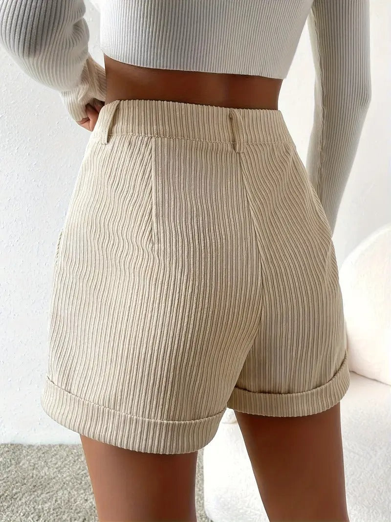 Dam Shorts | Casual Polyester | Sidofickor & Dragkedja | Enfärgad