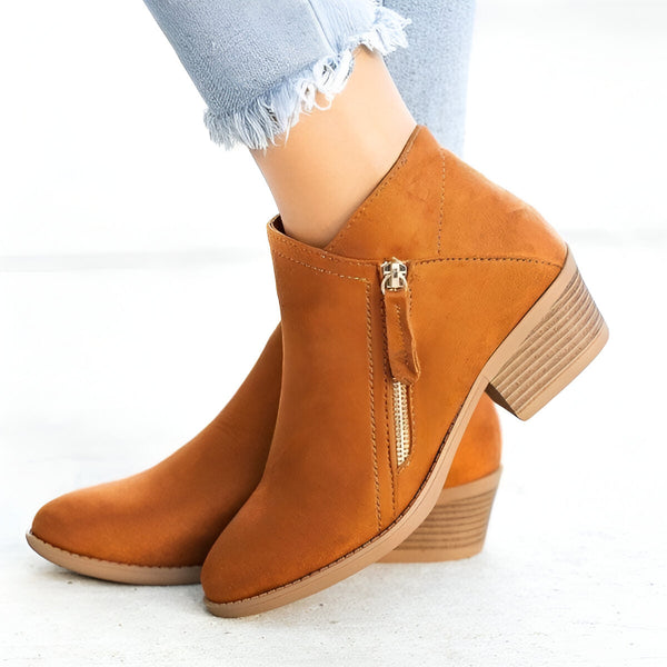 Dam Ankelboots | Retro Stil | Platåsula & Klack | Dragkedja i Sida