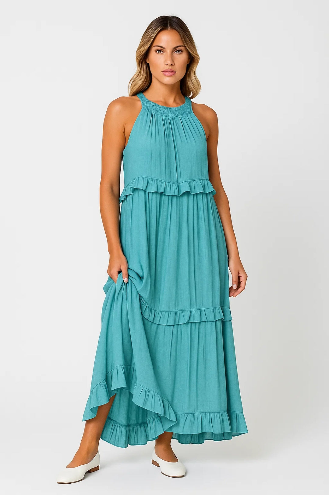 Dam Klänning | Elegant | Volangdetaljer | Sommar