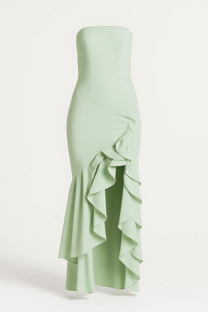 Dam Klänning | Slimfit | Strapless | Volanger | Sommar