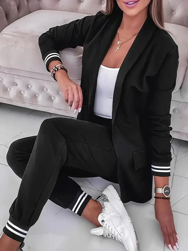 Damoutfit | Stilren Långärmad Design | Praktisk Ficka | Vårens Måste i Polyester