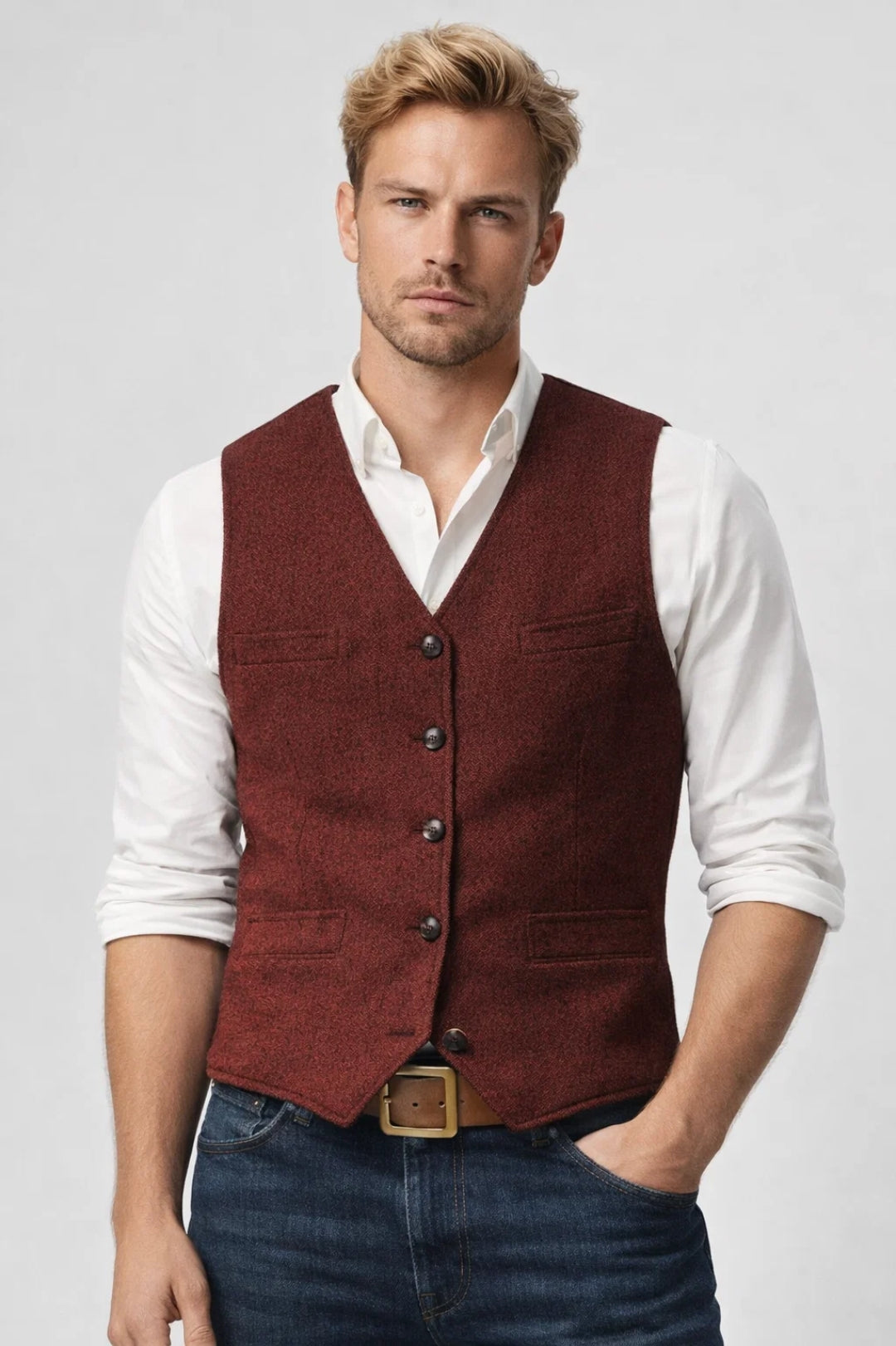 Herr Gilet | Slimfit | Med Knappar | Elegant