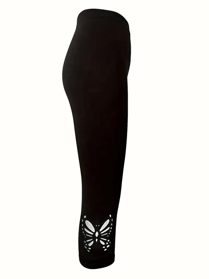 Dams Leggings | Capri Modell & Fjärilsutskärning | Sommar & Slim Fit