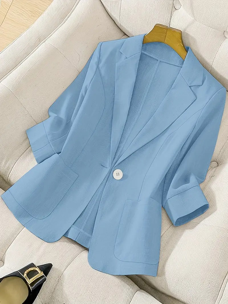 Blazer för kvinnor | Chic polyester och ankelrad design | Fickor och hack i kragen | Sommar