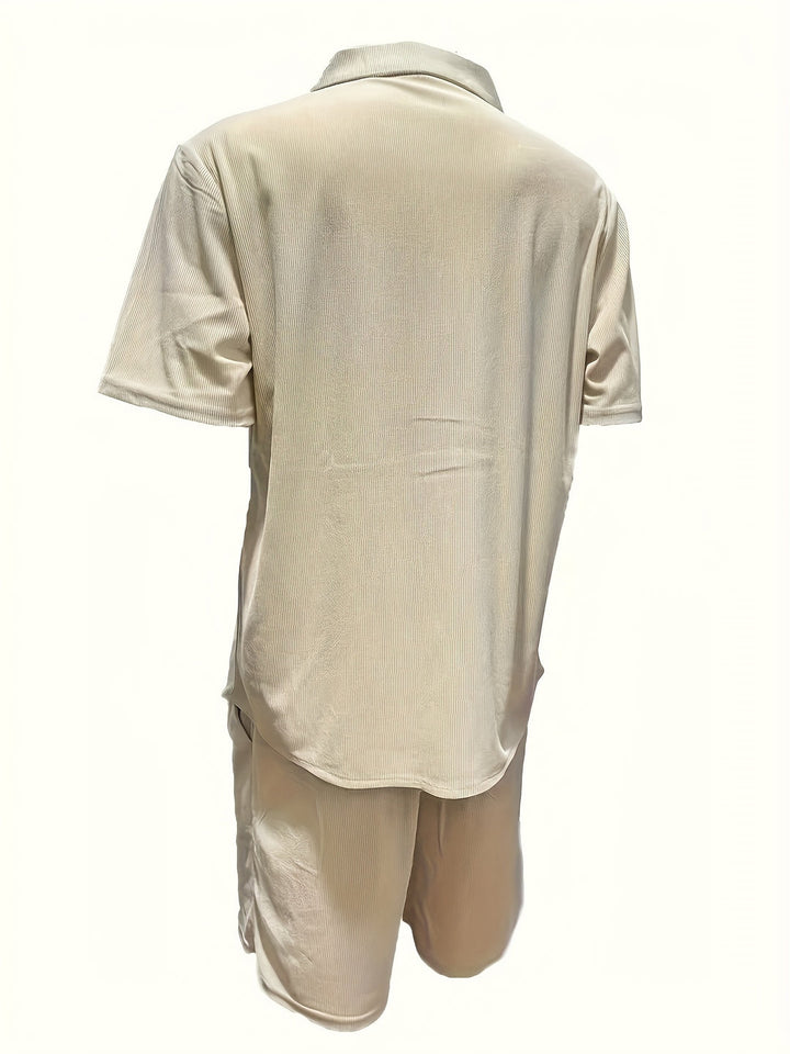 Herr Set | Elegant Structuur | Kort Ärm | Sommar