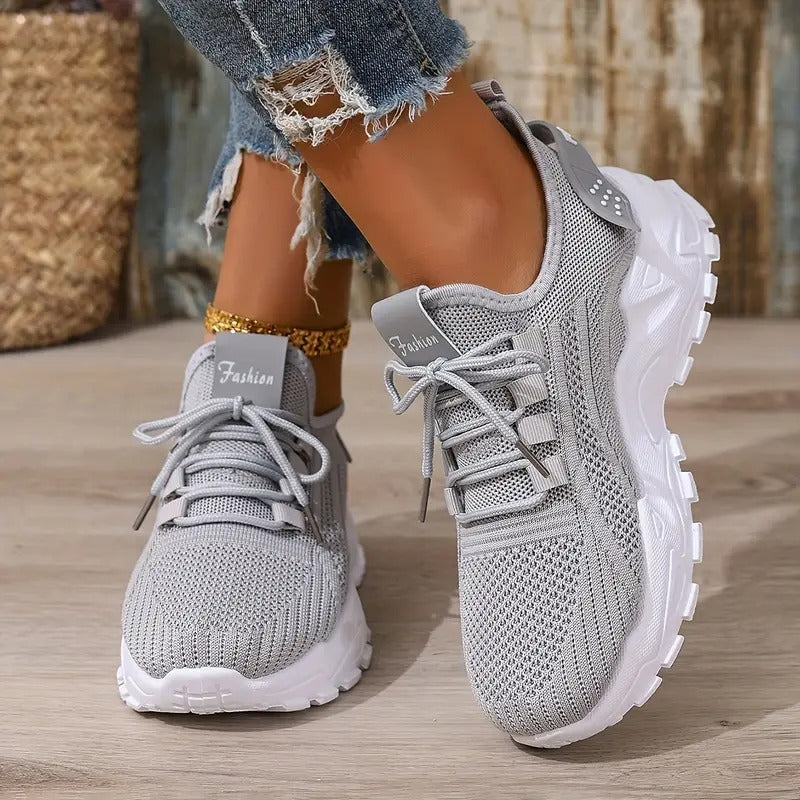 Sneakers för kvinnor | Sommar Mesh & Snörning | Bekväma låga löparskor