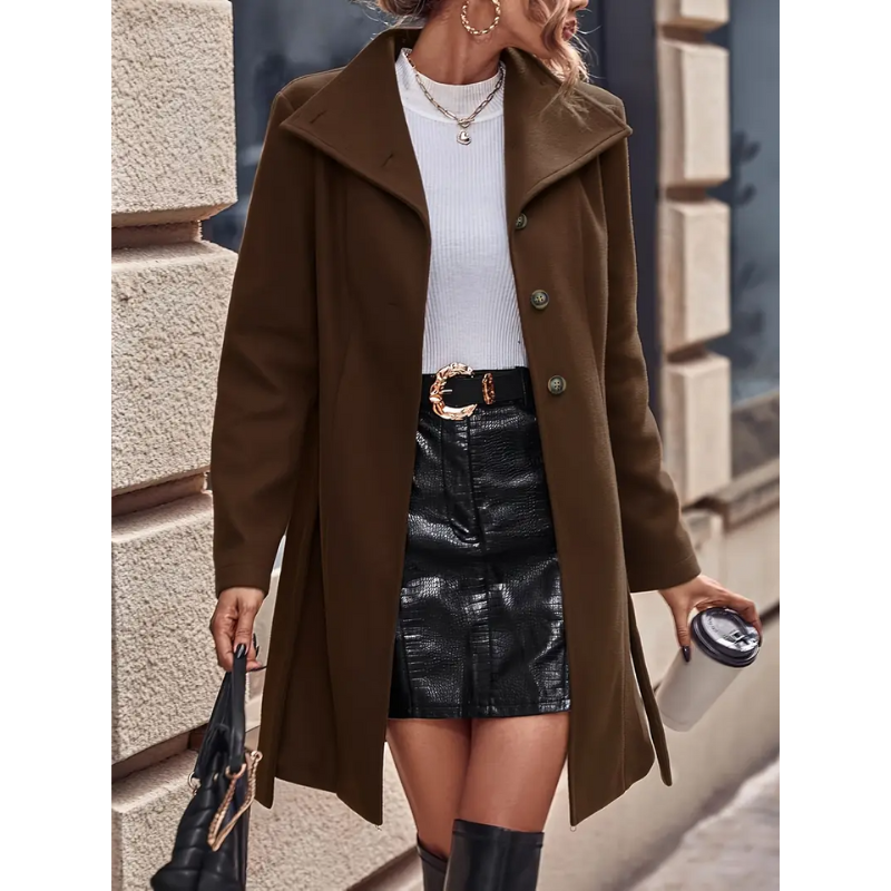 Vinterrock Dam | Elegant Brun Jacka | Varm & Trendy