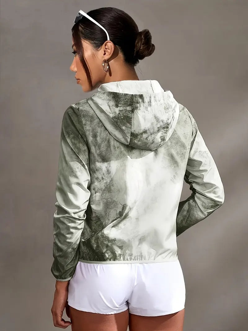 Hoodie för kvinnor | Blommigt tryck & lätt stretch | Sportig året-runt-tröja med ficka
