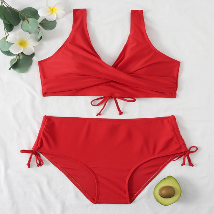 Bikini set för kvinnor | Hög midja &amp; vadderad | Korsrygg &amp; tvådelad | Klassisk design