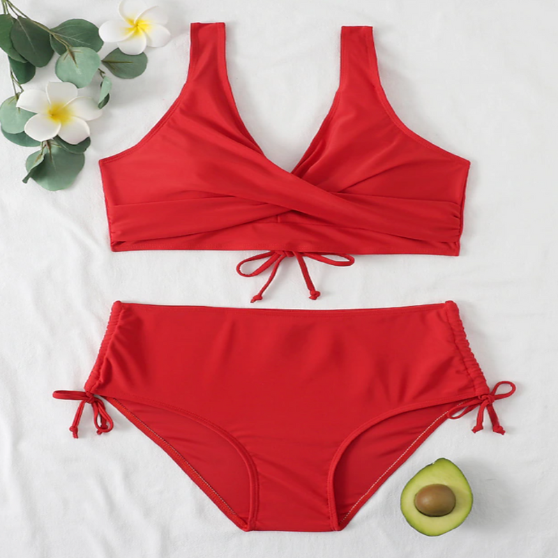 Bikini set för kvinnor | Hög midja & vadderad | Korsrygg & tvådelad | Klassisk design