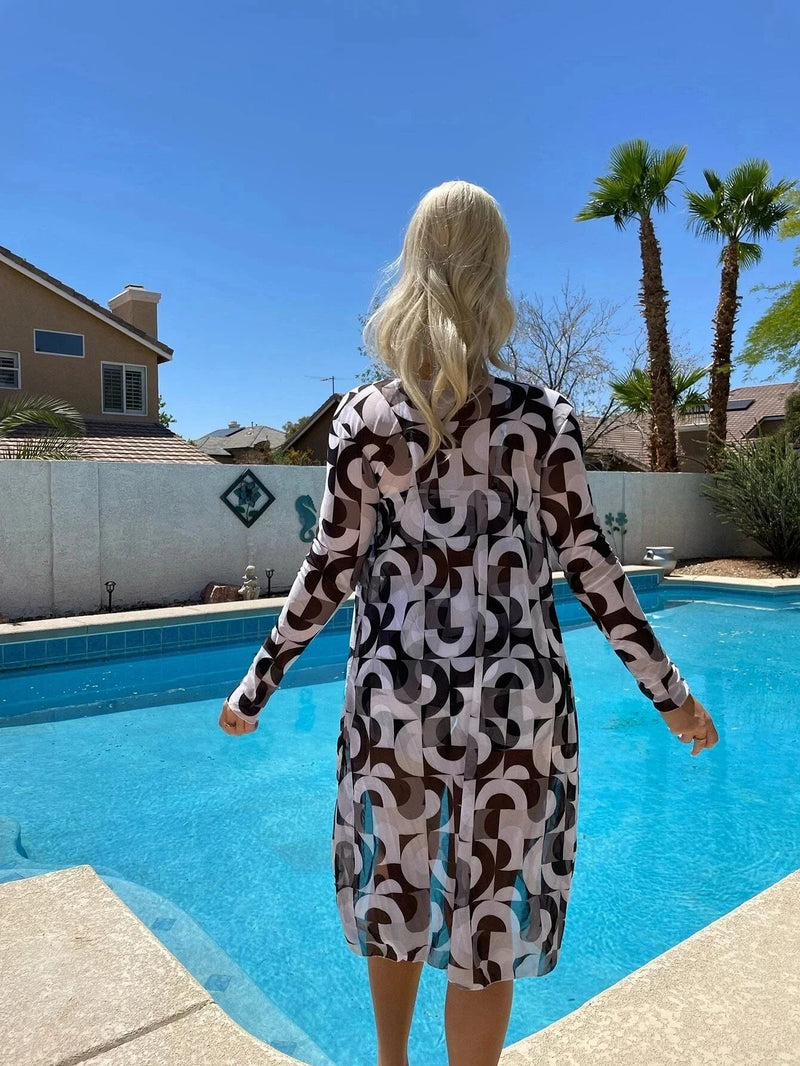 Kvinnor Bikini Set | Hög Midja | Blommigt Tryck | 3-delad Baddräkt