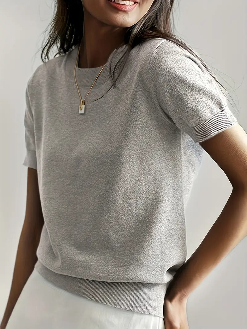Damtröja | Alla Hjärtans Dag Design & Rund Hals | Kortärmad Casual Tröja för Vår & Sommar