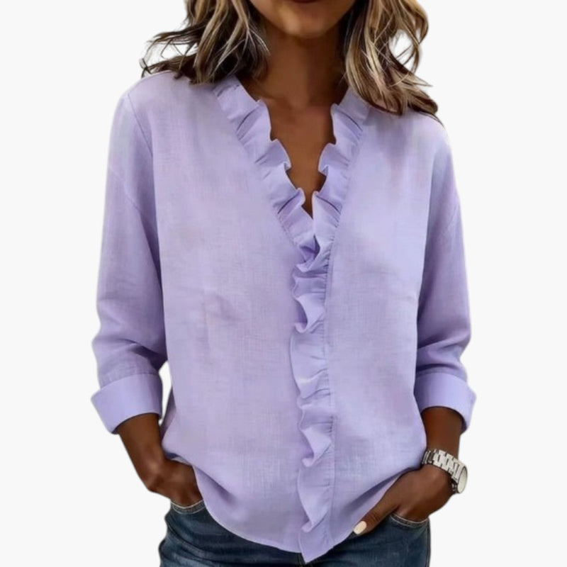 Dam Blus | Elegant | Volangdetaljer | Vår
