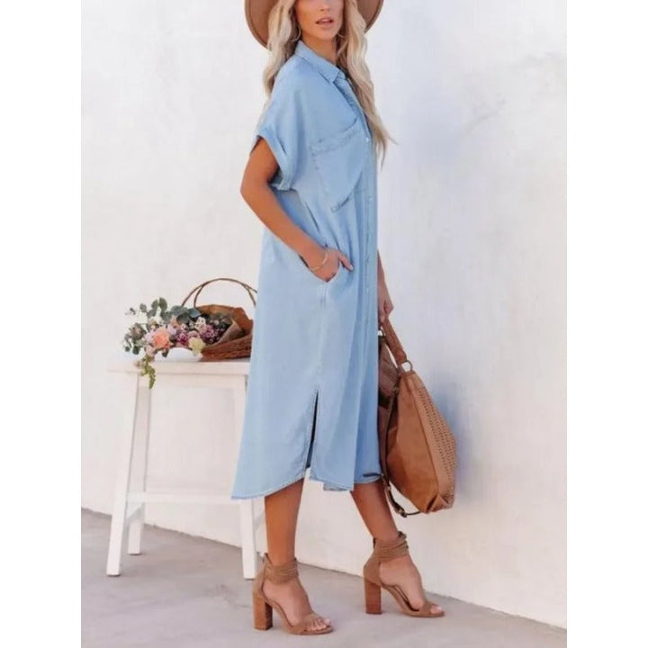 Denimklänning för kvinnor | Fladdermusärmar | Enkelt stilren | Djärv look