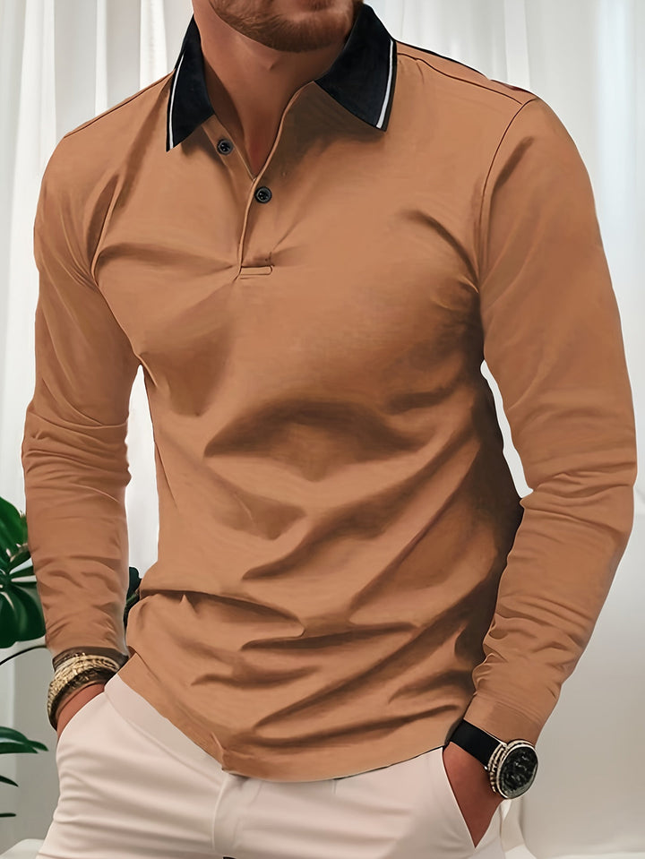 Herr Pikétröja | Slimfit | Lång Ärm | Sommar