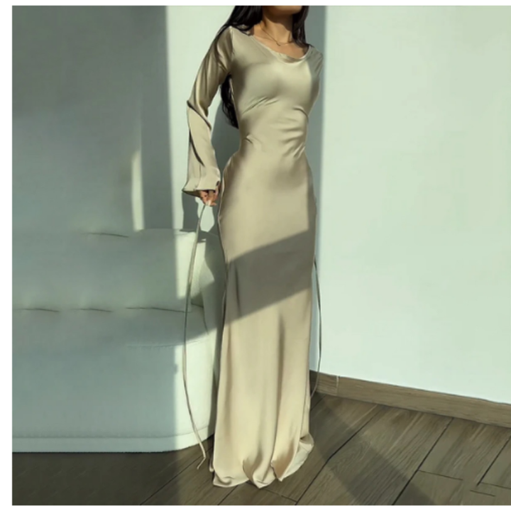 Festklänningar | Långärmad Bröllopsklänning Dam | Elegant Maxi Stil