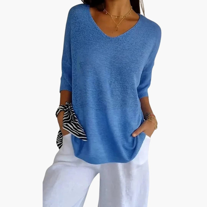 Dam Tröja | Oversized | V-Ringad | Sommar
