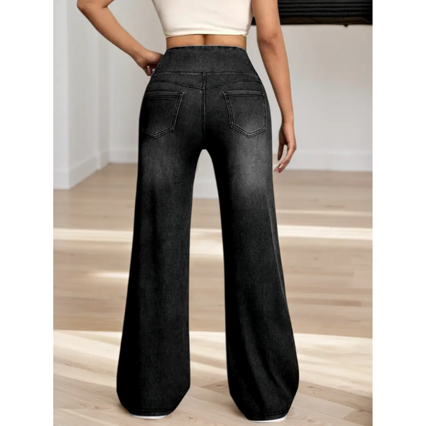 Höga Midjejeans Dam | Stretchiga Byxor med Dold Dragkedja | Kläder