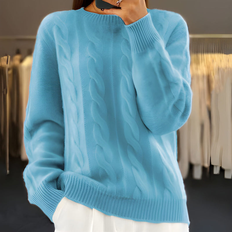 Stickad Tröja Dam | Varm Jumper | Rundhalsad