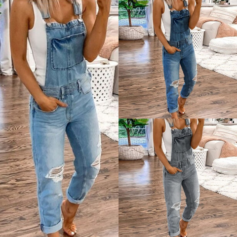 Jumpsuit för kvinnor | Denim | Trendigt & lekfstickad strukturt | Djärv stil & komfort