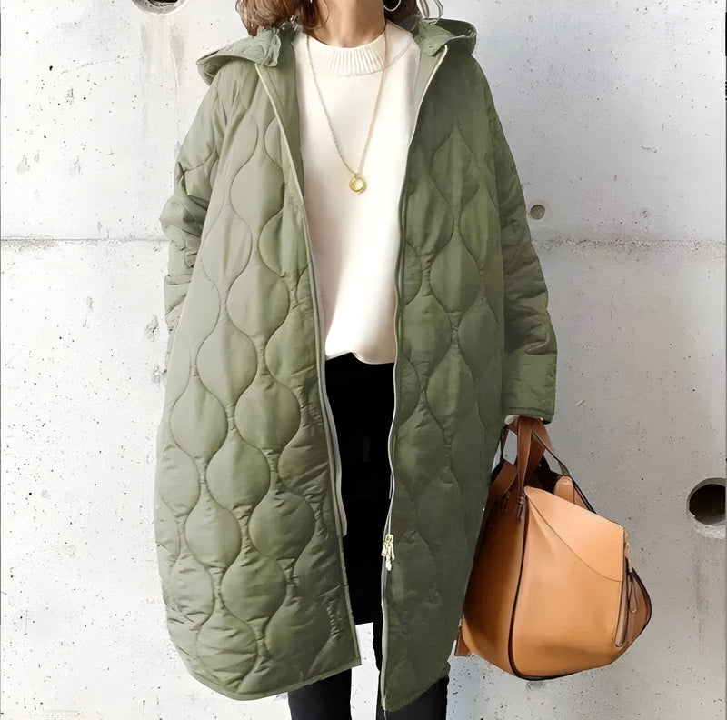 Vinterjacka Dam | Lång Parkas med Huva | Varm Vadderad Jacka | Casual Stil