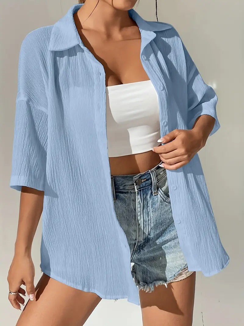 Damskjorta | Casual Raglanärm & Korta ärmar | Regular Fit | Lättviktspolyester | Sommar