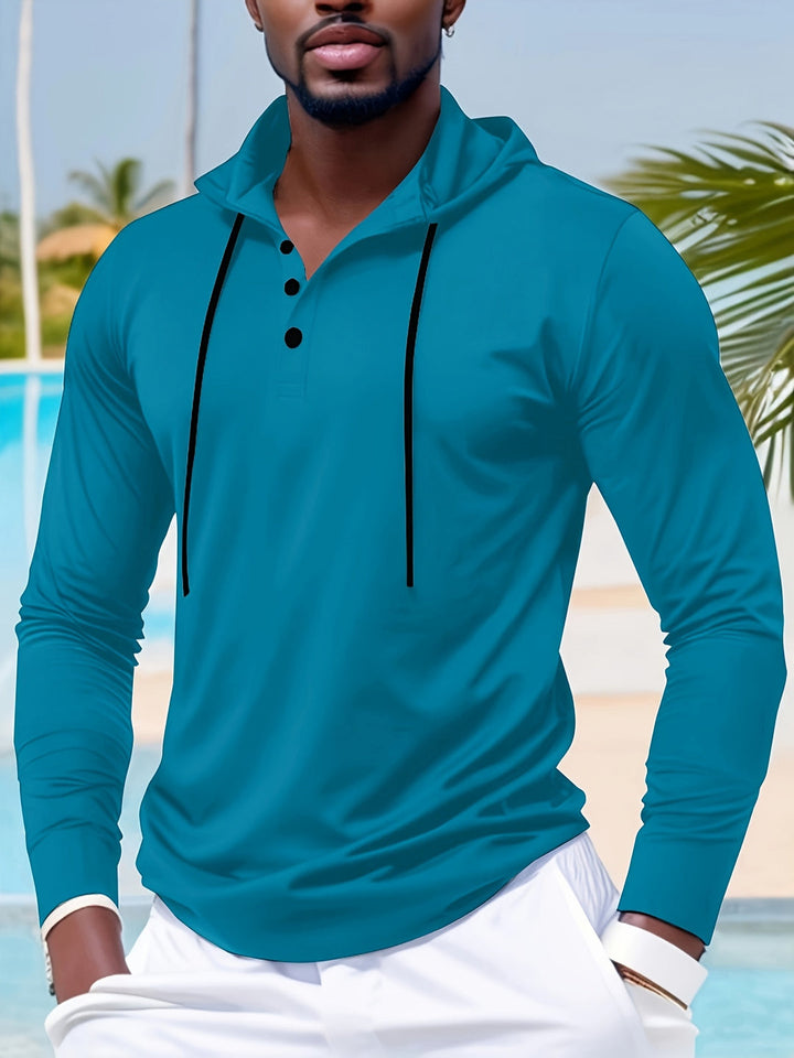 Herr Hoodie | Slimfit | Med Knappar | Lång Ärm | Sommar