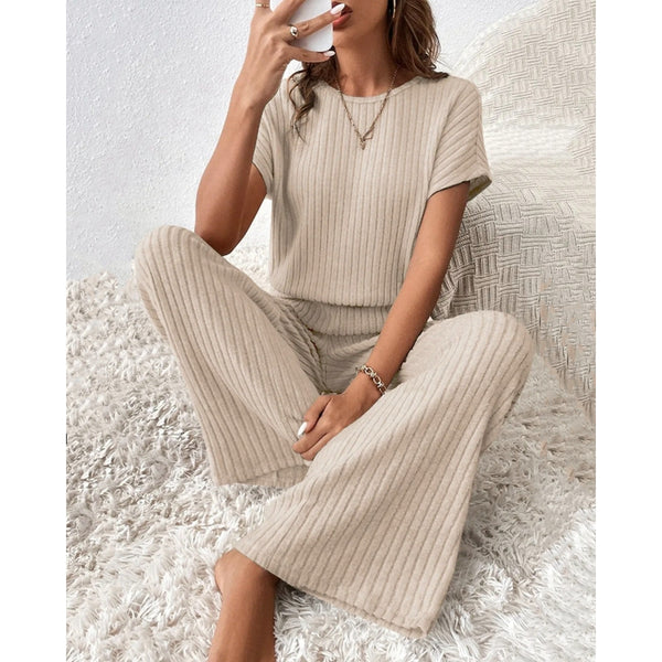 Damställ | Ribbstickat tvådelat | Komfort & stil | Casual look