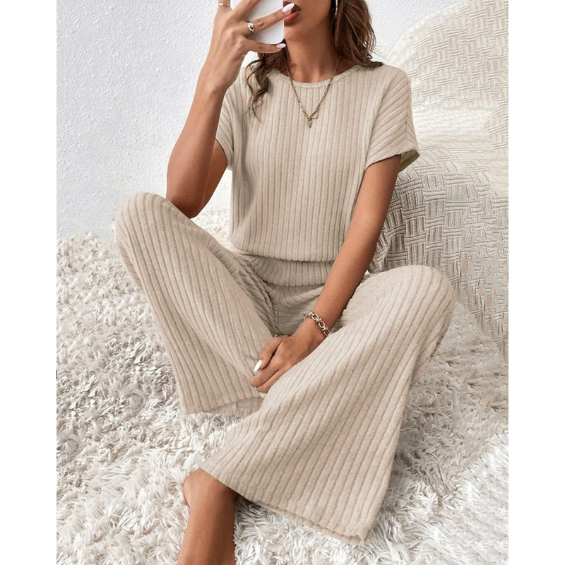 Damställ | Ribbstickat tvådelat | Komfort & stil | Casual look
