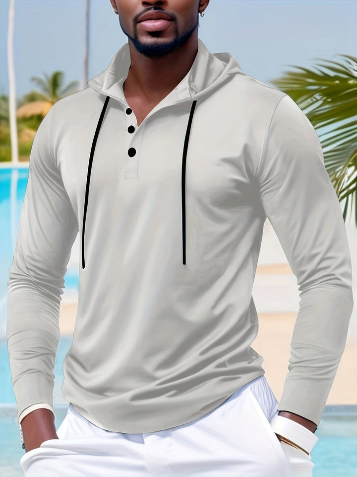 Herr Hoodie | Slimfit | Med Knappar | Lång Ärm | Sommar