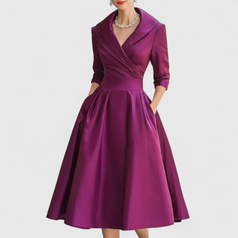 Elegant Midi-klänning Dam | Klassisk Silhuett | Figursydd &amp; Tidlös Design
