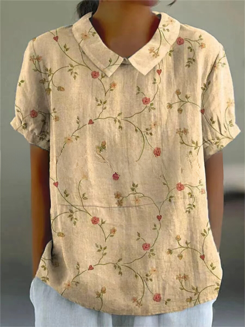 Dam Blus | Vintage Blommig | Krage | Sommar