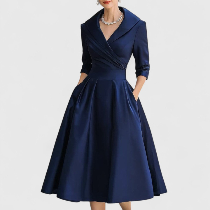 Elegant Midi-klänning Dam | Klassisk Silhuett | Figursydd &amp; Tidlös Design