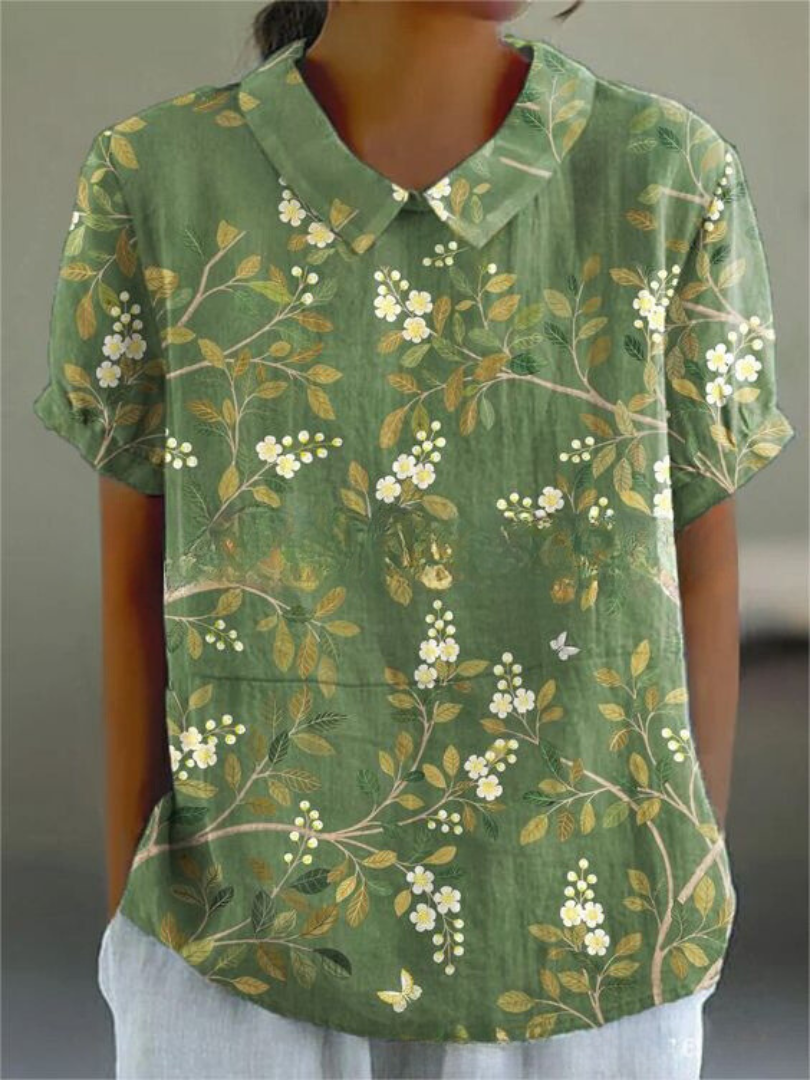 Dam Blus | Vintage Blommig | Krage | Sommar