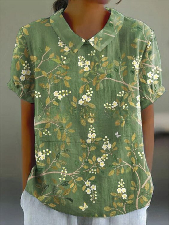 Dam Blus | Vintage Blommig | Krage | Sommar