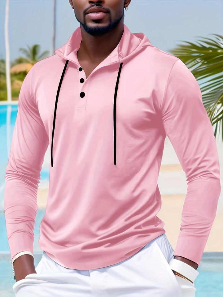 Herr Hoodie | Slimfit | Med Knappar | Lång Ärm | Sommar