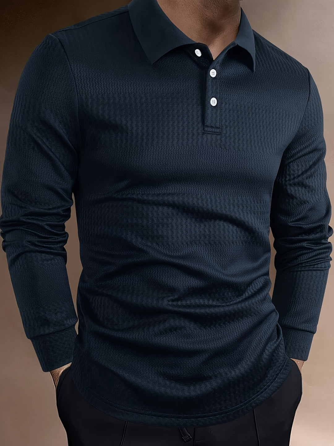 Herr Pikétröja | Slimfit | Lång Ärm | Sommar