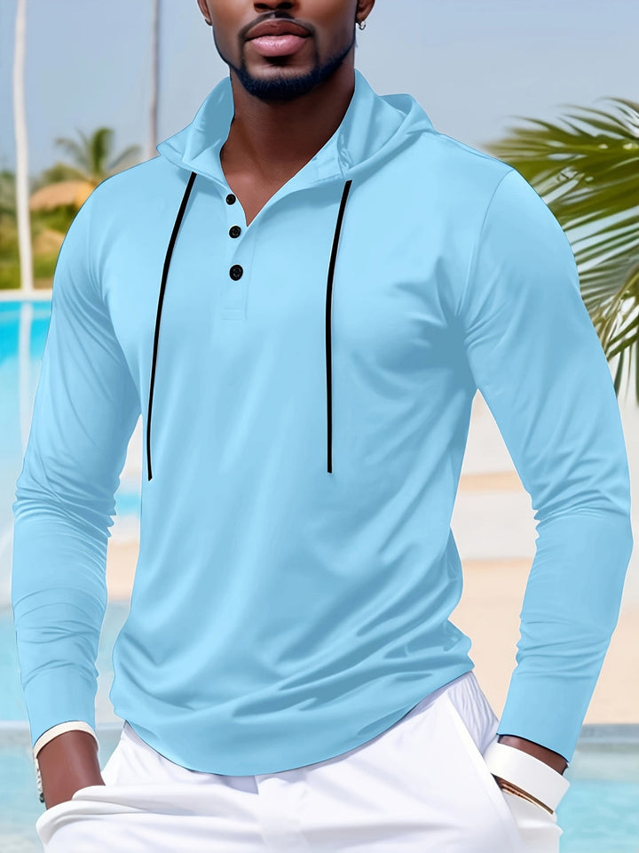 Herr Hoodie | Slimfit | Med Knappar | Lång Ärm | Sommar