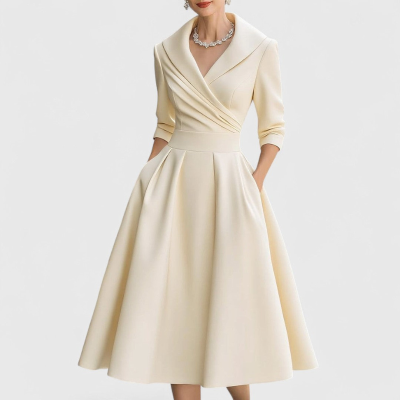 Elegant Midi-klänning Dam | Klassisk Silhuett | Figursydd &amp; Tidlös Design