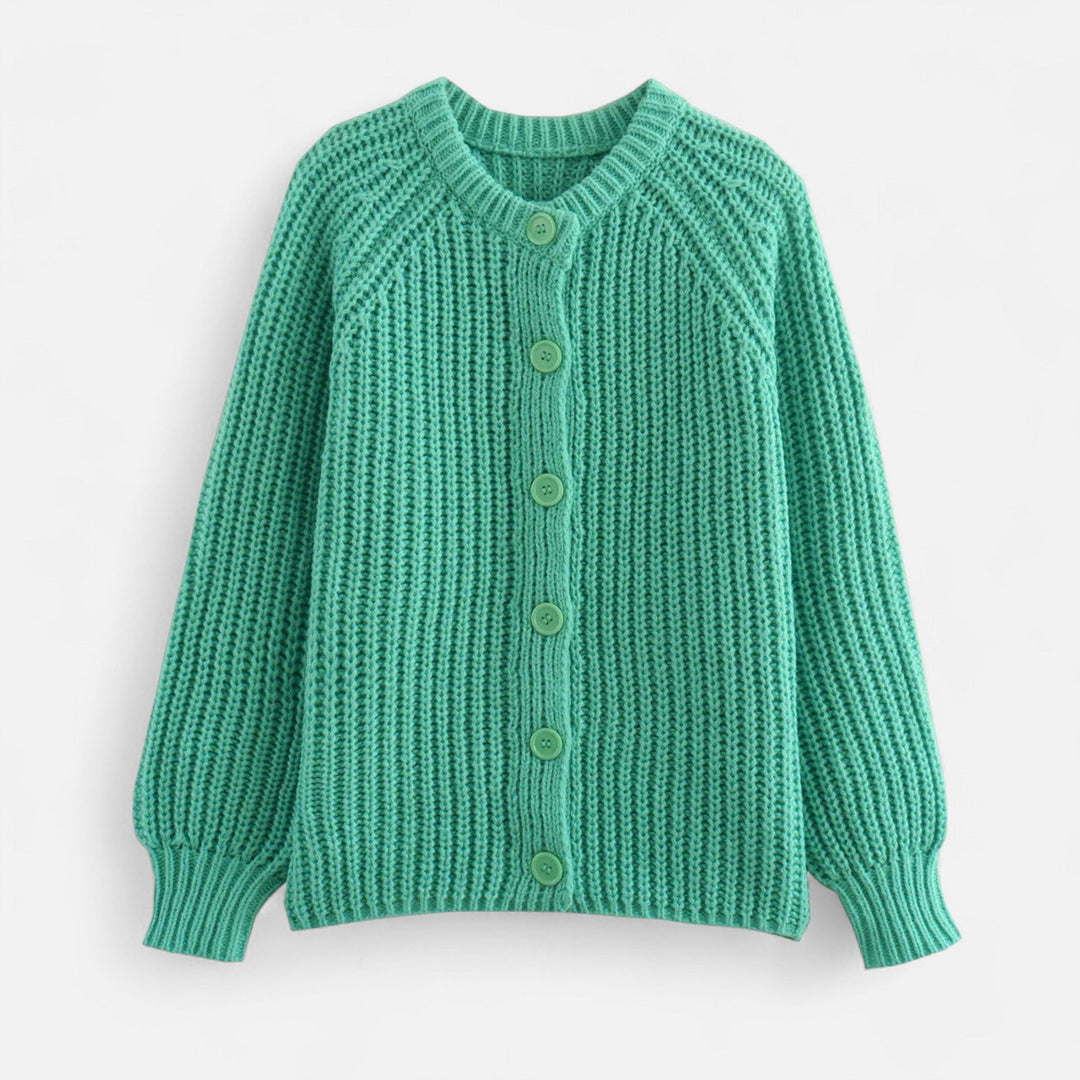 Stickad Cardigan Dam | Vintageinspirerad Kofta med Rund Halsringning | Mjuk &amp; Tidlös Stil