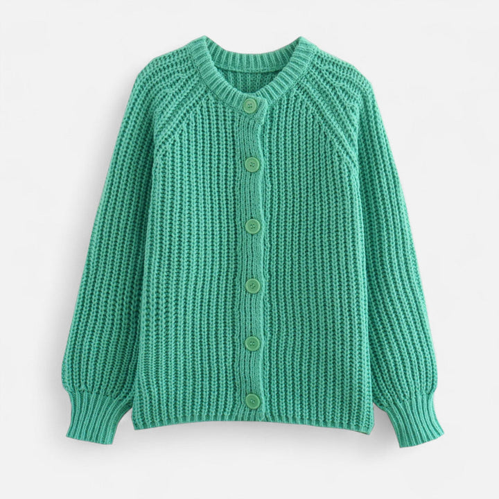 Stickad Cardigan Dam | Vintageinspirerad Kofta med Rund Halsringning | Mjuk &amp; Tidlös Stil