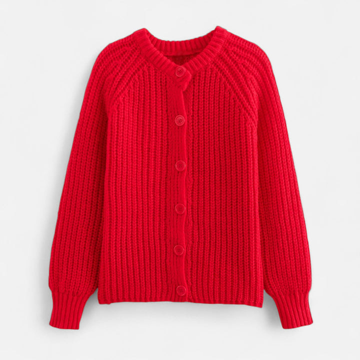 Stickad Cardigan Dam | Vintageinspirerad Kofta med Rund Halsringning | Mjuk &amp; Tidlös Stil