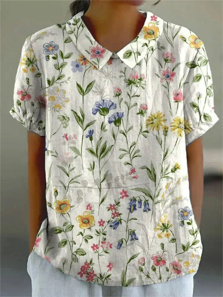 Dam Blus | Vintage Blommig | Krage | Sommar