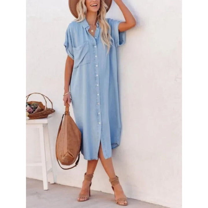 Denimklänning för kvinnor | Fladdermusärmar | Enkelt stilren | Djärv look