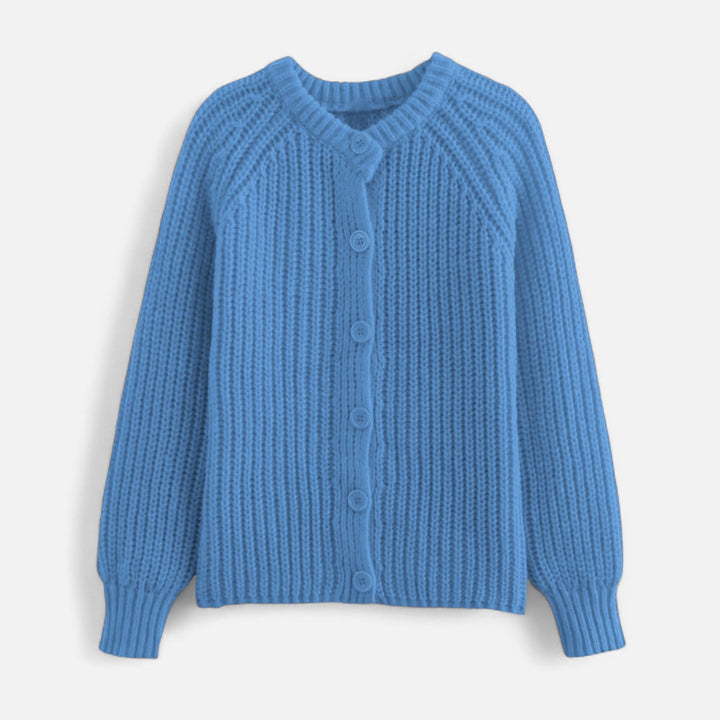 Stickad Cardigan Dam | Vintageinspirerad Kofta med Rund Halsringning | Mjuk &amp; Tidlös Stil