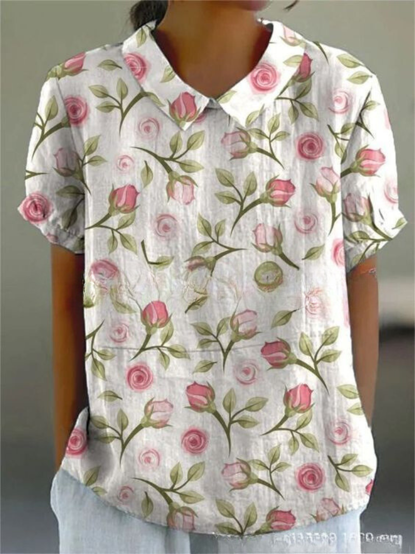 Dam Blus | Vintage Blommig | Krage | Sommar