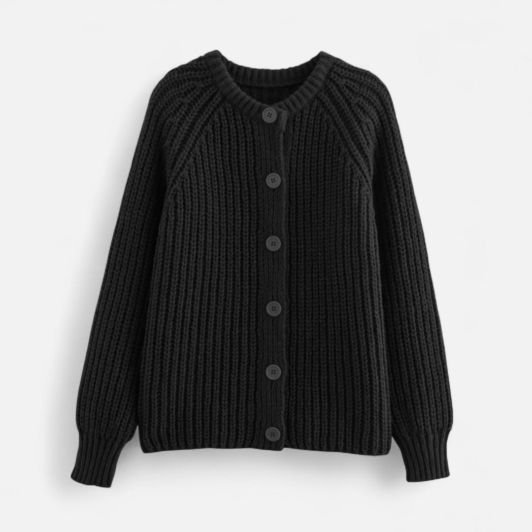 Stickad Cardigan Dam | Vintageinspirerad Kofta med Rund Halsringning | Mjuk &amp; Tidlös Stil